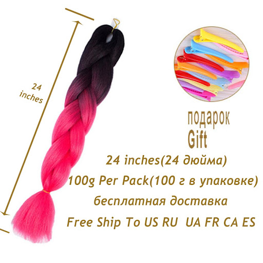 Title 5, Colorful Synthetic Hair Braids Ombre Braiding H...