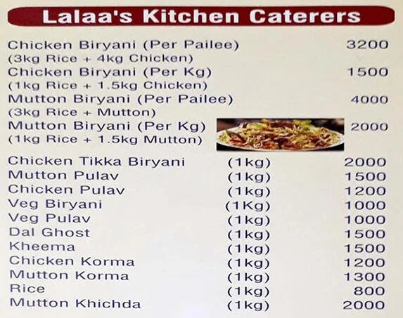 Lalaa's Kitchen menu 