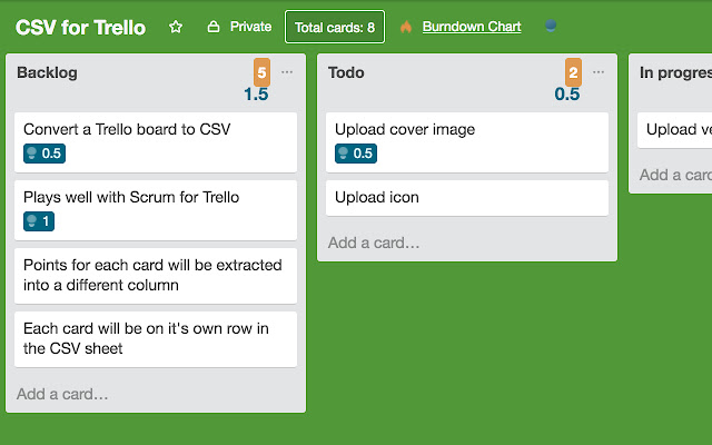 CSV Export for Trello chrome extension