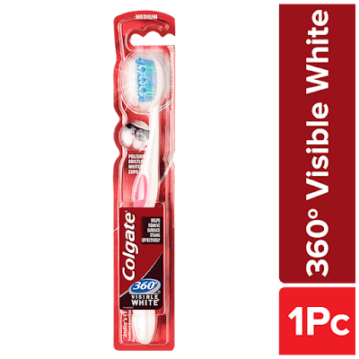 Colgate 360 Degree Visible White Medium Bristle Toothbrush - 1 pcs