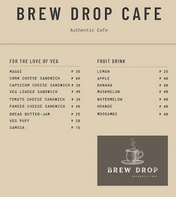 Brew Drop Cafe menu 