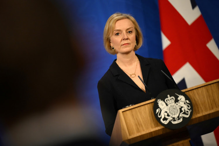 British Prime Minister Liz Truss at a news conference in London on Friday after she fired finance minister Kwasi Kwarteng.