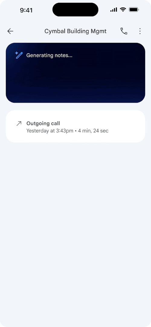 Generate notes for an outgoing call