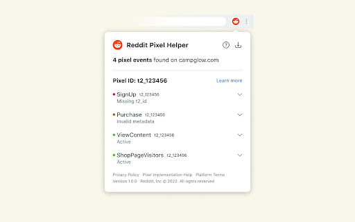 Reddit Pixel Helper