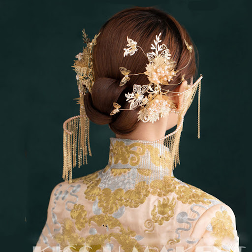 Title 2, Maple Leaf Chinese Bridal Wedding Handmade Head...