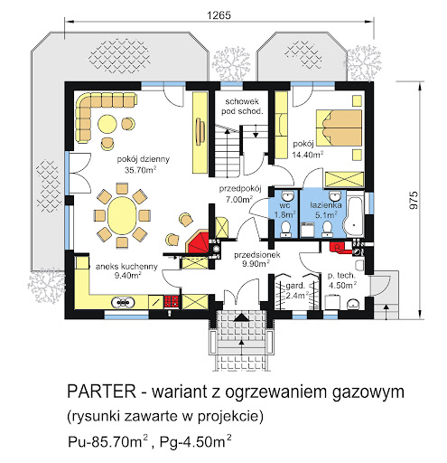 BW-24 - Rzut parteru - propozycja adaptacji - ogrzewanie gazowe