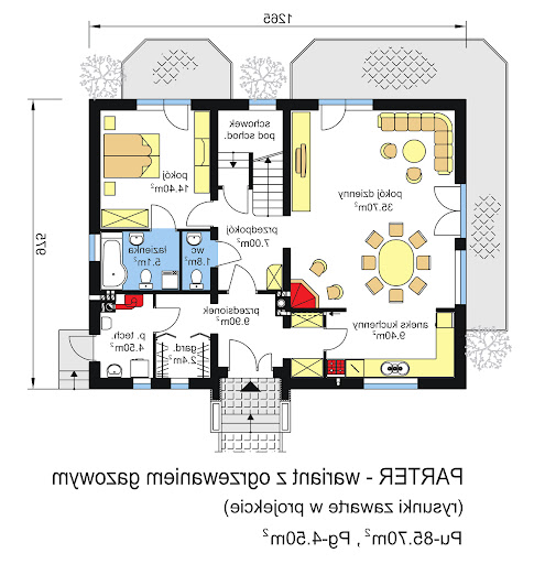 BW-24 - Rzut parteru - propozycja adaptacji - ogrzewanie gazowe