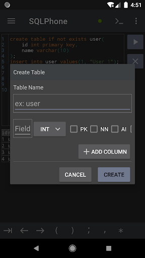 Screenshot SQLPhone : SQL Interpreter