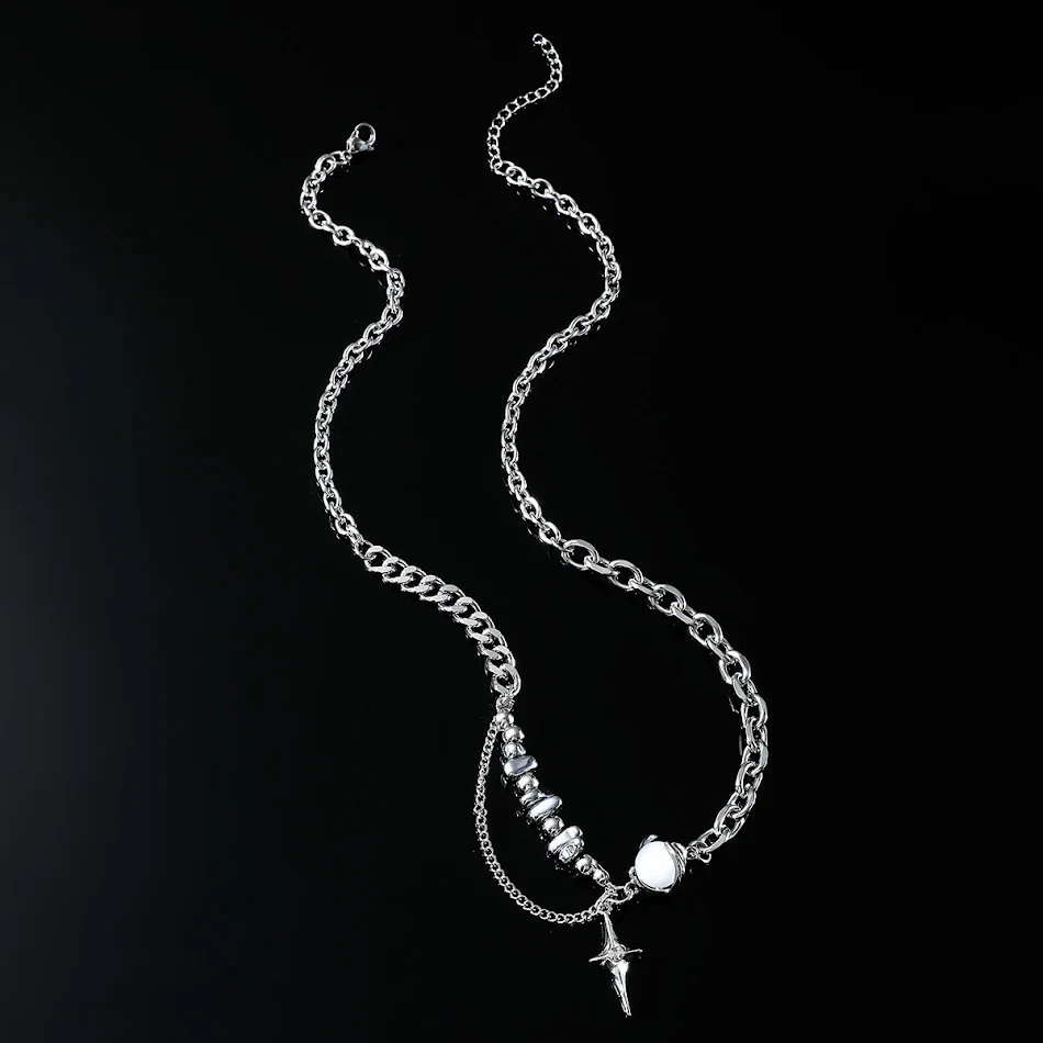 Titanium Stalen Kruis Ketting voor Heren en Dames Met Stiksels Mode Sieraad Duurzaam en Stijlvol Uniek Accessoire