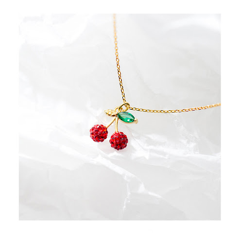 Title 2, 925 Silver Cherry Pendant Necklace