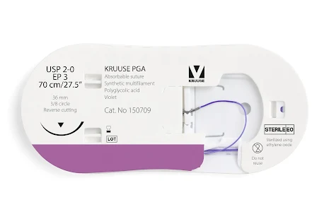 KRUUSE PGA Sutur, USP 2-0/EP 3, 70 cm/27.5", violet, 12st