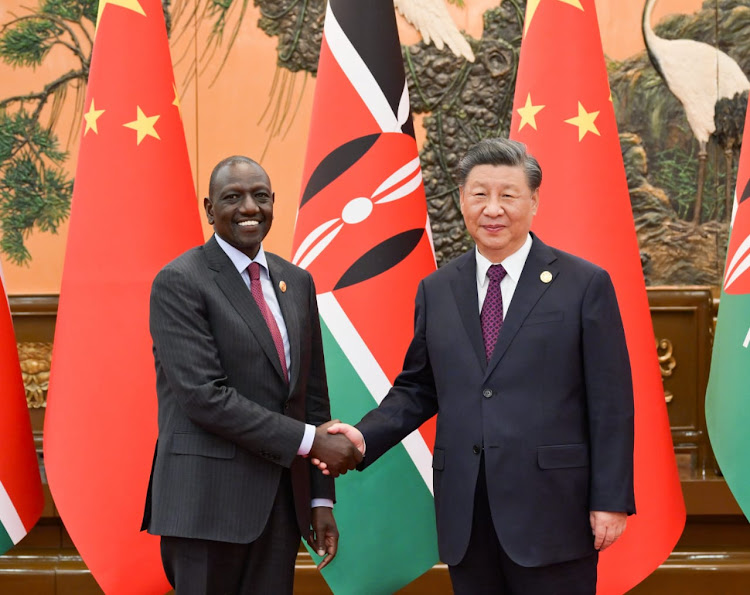 President William Ruto with Chinese President President Xi Jinping and First lady, Peng Liyuan in Beijing on October 18, 2023