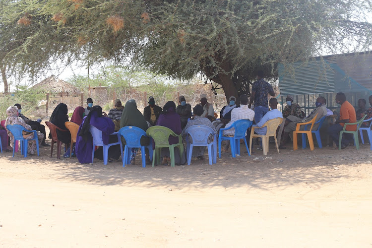 Elders and professionals from the Borana community meet in Merti to consult about proposed new conservancies.