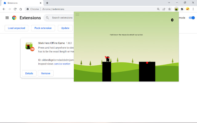 Stick Hero Offline Game chrome extension