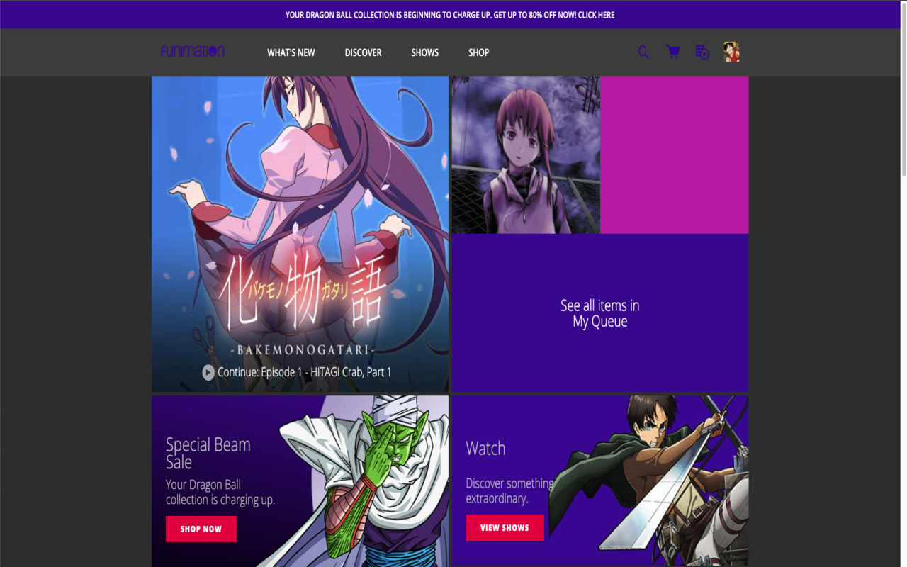 Funimation Dark Mode Preview image 2