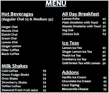 Chai WaLa menu 