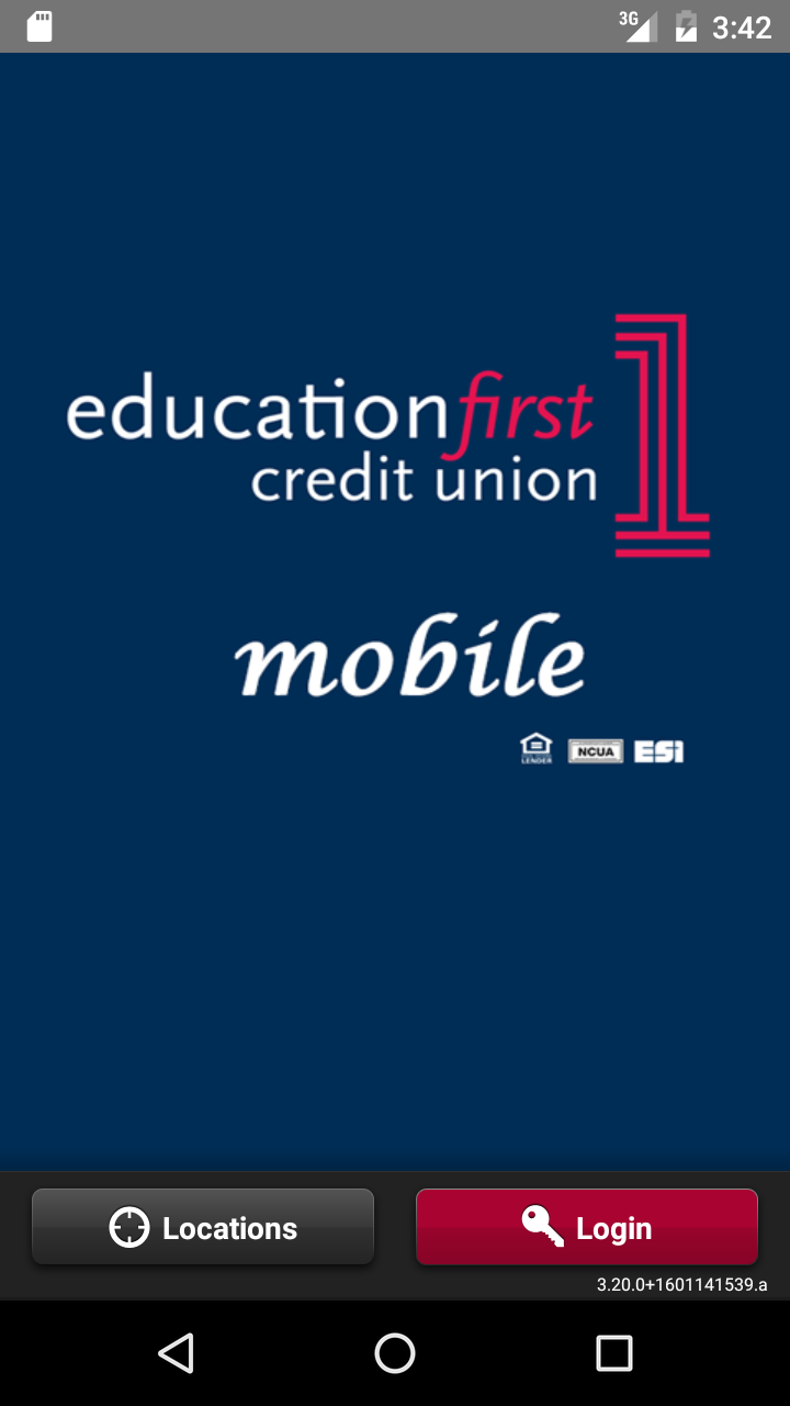 eFirst Mobile Banking Screen 1