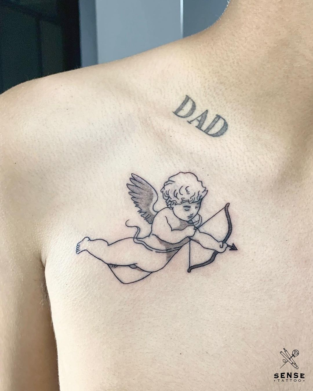 Fantastic Memorial Angel Tattoo On Chest