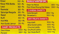 Shahji Milk menu 3