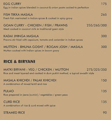 The Bawa Kitchen menu 