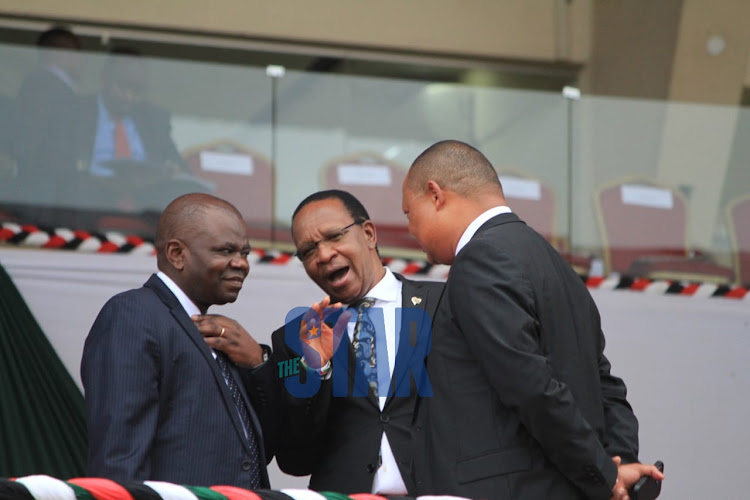 Interior PS Karanja KIbicho and other Sate officials at Nyayo National Stadium for the State Funeral Service on Friday, April 29,2022.