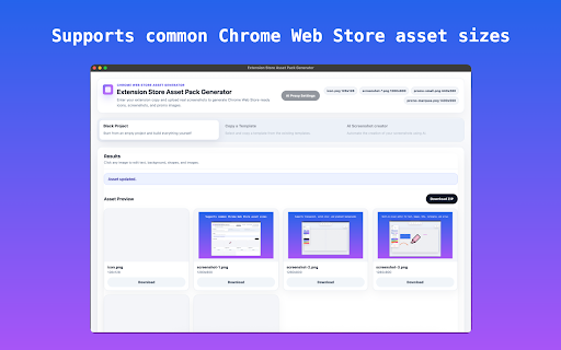 Extension Store Asset Pack Generator screenshot 1