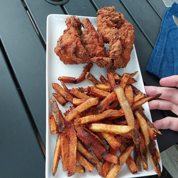 Gluten-free chicken fingers and fries