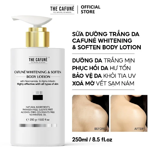 Kem Body Dưỡng Trắng Da The Cafuné Bản Nâng Cấp kết cấu dạng lotion, thẩm thấu nhanh, không nhờn rít dưỡng thể 250g