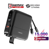 Cóc Sạc Nhanh Kiêm Pin Dự Phòng Remax Rpp - 20 15000Mah Tích Hợp Cáp Sạc Type C , Ip Và Giá Đỡ Điện Thoại