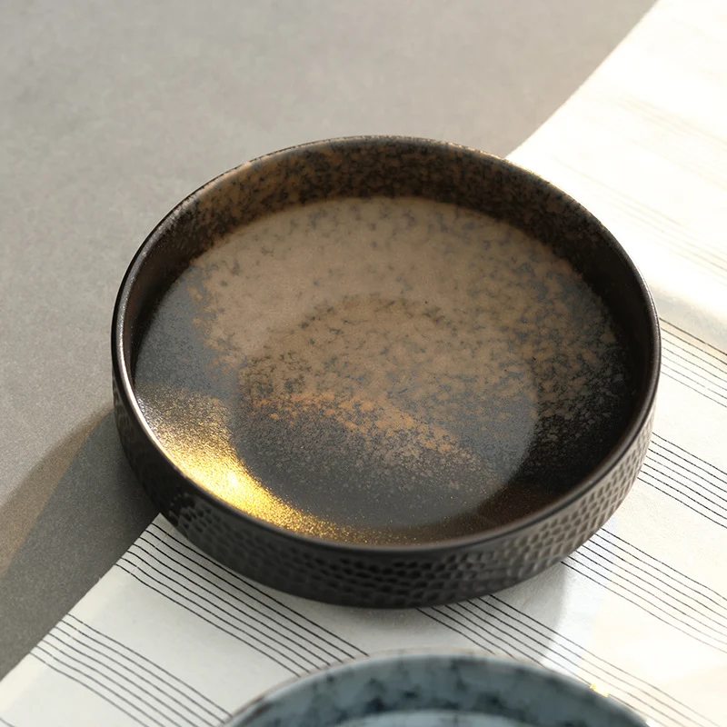 Pratos Fundos de Cerâmica em Relevo Retro Redondos Tigela Bowl para Sopas, Saladas e Massas, Design Elegante e Resistente, Ideal para Casa
