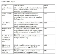 Wraps And Rolls menu 1