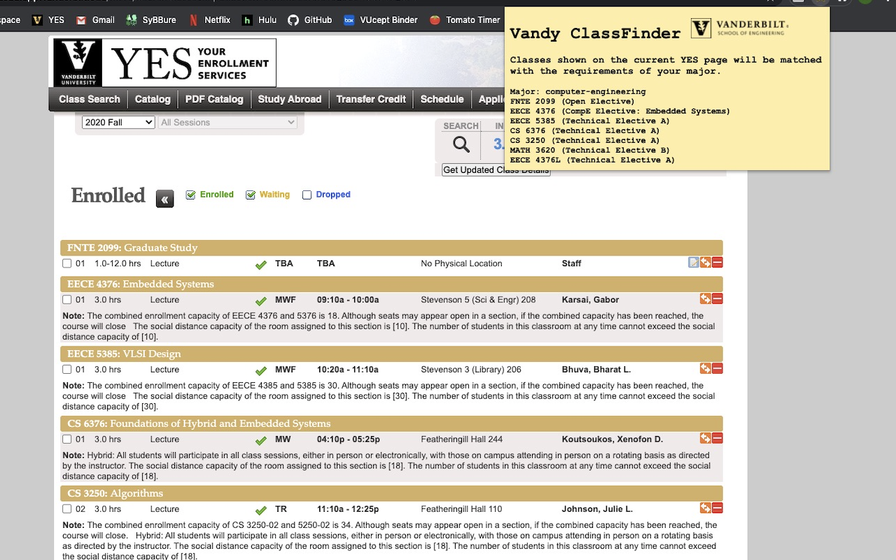 Vandy Class Finder Preview image 0