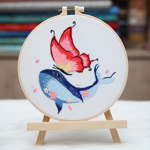 Title 6, Embroidered DIY Materials Pack Whale With Butte...