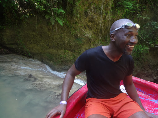 Cave hiding behind a waterfall Jamaica 2013