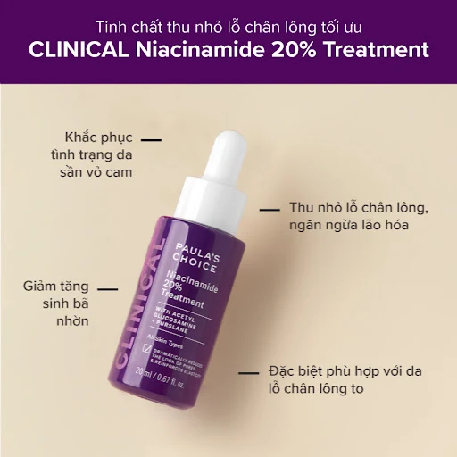 Tinh chất thu nhỏ lỗ chân lông tối ưu Paula's Choice Clinical Niacinamide 20% Treatment 20ml