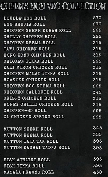 Rolls Queen menu 