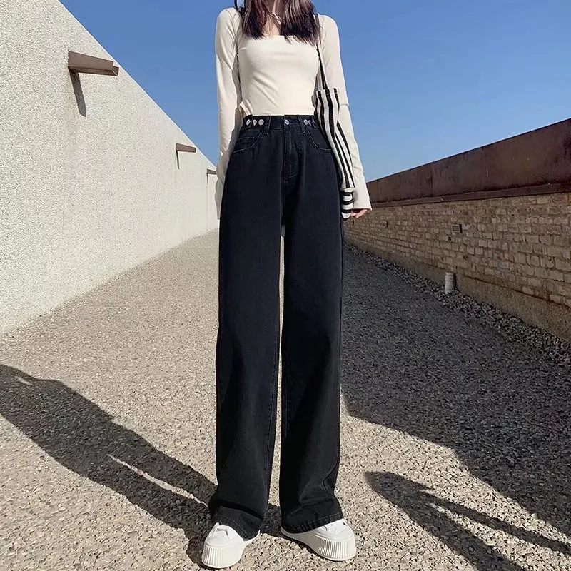 Nuevos Vaqueros Rectos Caídos de Cintura Alta para Mujer Comodidad y Estilo Diario Diseño Moderno Ajuste Favorecedor Versátil Perfecto para Cualquier Ocasión