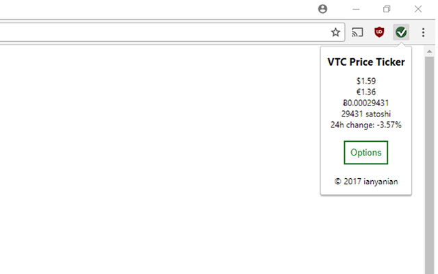 VTC Price Ticker chrome extension