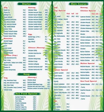 The Palms Hotel And Restaurant menu 