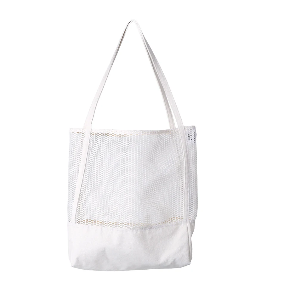 Borsa da spiaggia tridimensionale in nylon e tela a rete, cucita, spaziosa, traspirante e robusta, per portare tutto l'occorrente.