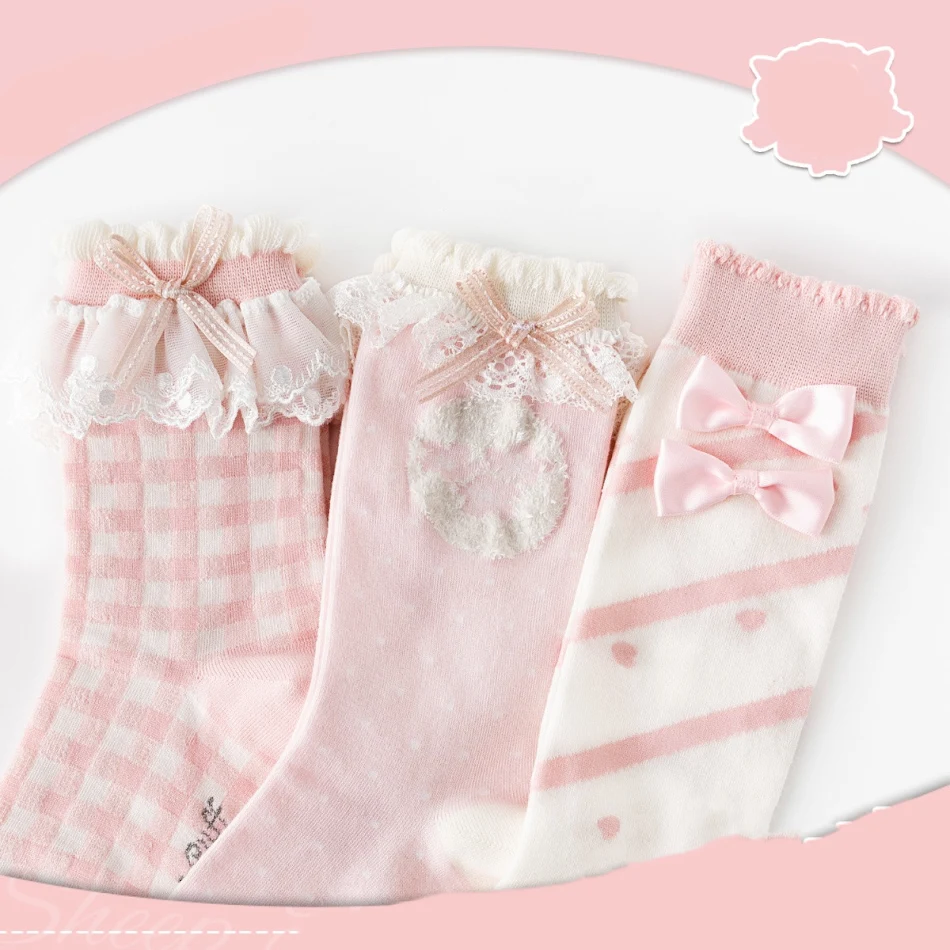 Cherry Blossom Series Lente schattige meisjesachtige katoenen sokken