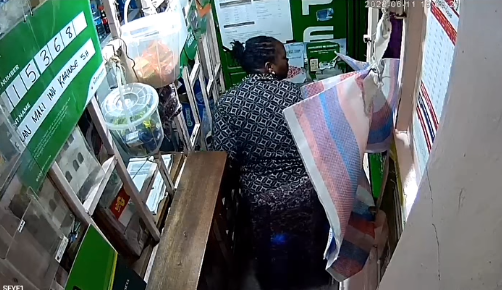 On the night when the incident happened, Gathoni was captured on the security camera preparing to close her Mpesa shop at about 7 pm.