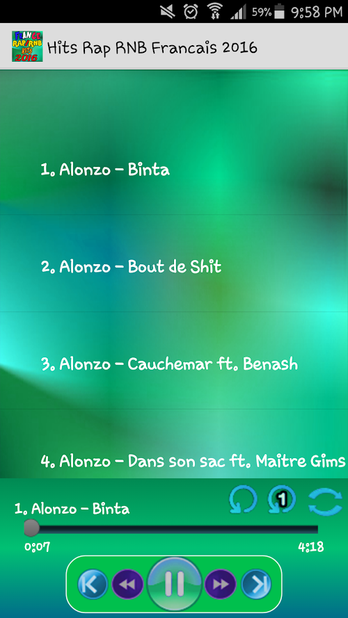 Android application Top RAP R&amp;B 2016 French hits screenshort