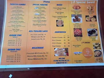 Just Parathas menu 