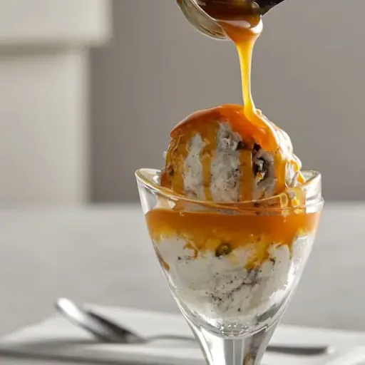 Mango Pulp Over Vanilla Ice Cream