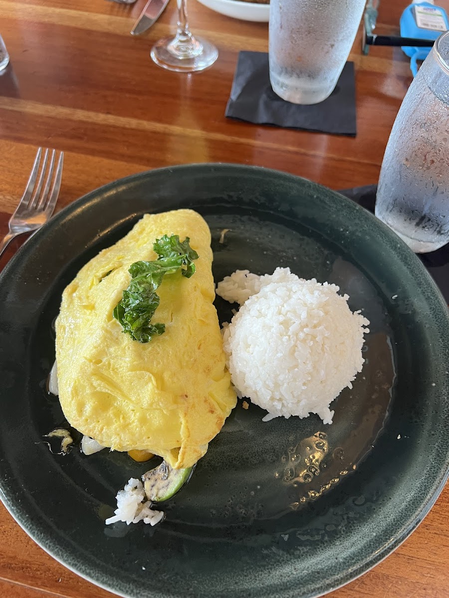 omelette with rice (potatoes not gf - shared frier)