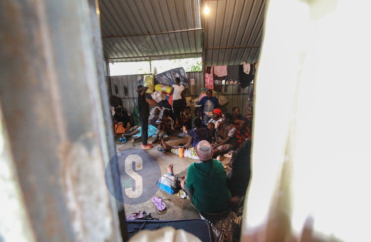 Affected families inside camp at the Ngei PAG Church in Huruma after their homes were destroyed by floodwaters on May 2, 2024.