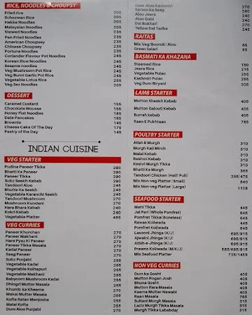 Caravan Serai menu 