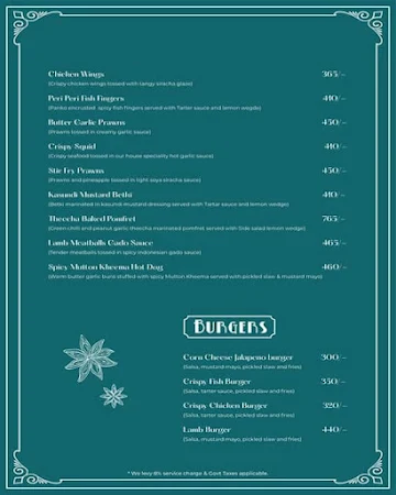 Oceanic Bistro menu 