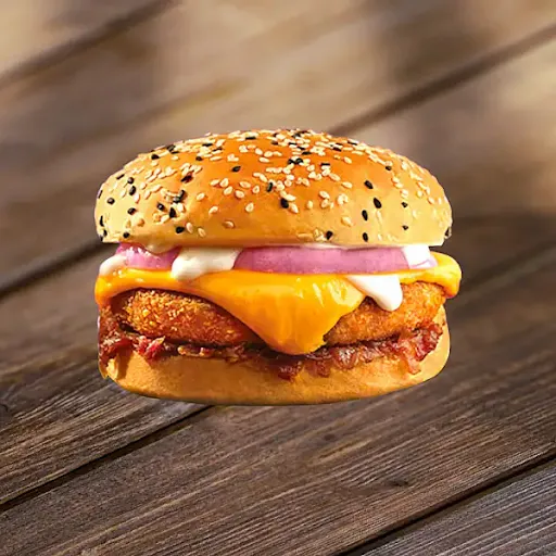 Double Patty Crispy Chicken Burger With Cheese Slice